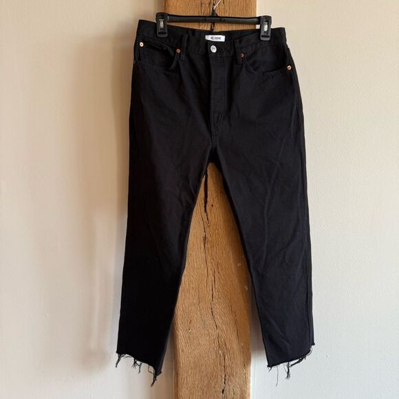 Re/Done 184-3WSTV27 Stove Pipe High-Rise Straight Jeans Black Size 29 - Picture 3 of 10
